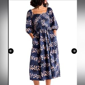 NIC+ZOE Firefly Smocked Balloon Sleeve Dress with Pockets size L